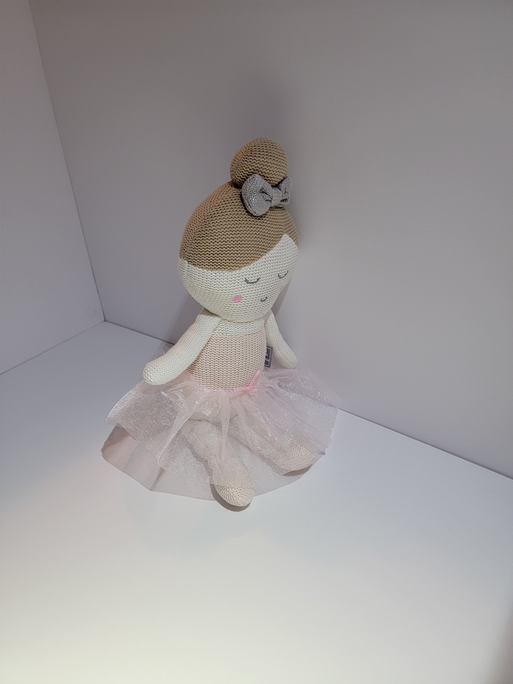 Emma Ballerina Doll in Pink and Cream - Soft Knit Kids Toy - Picture 4 of 6
